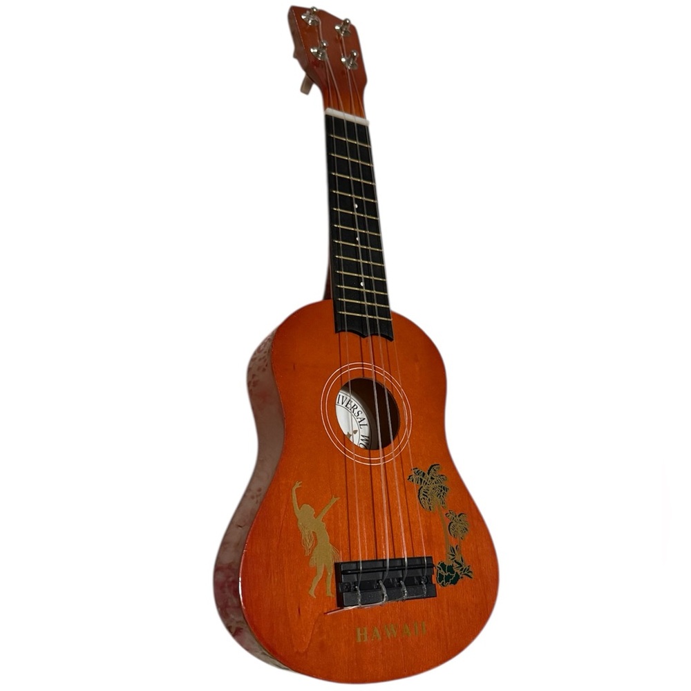 Ukulele Brown NEW with Coconut and Hula Dancer Design with Box, Hawaii Souvenir